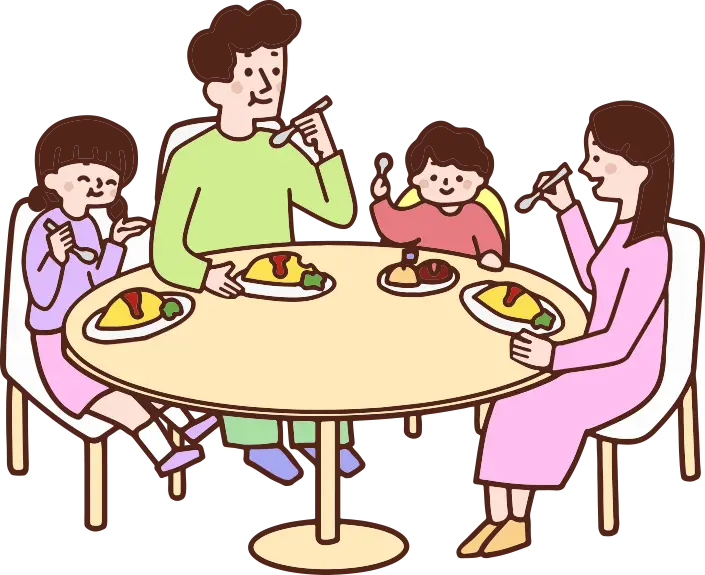 食事をする親子